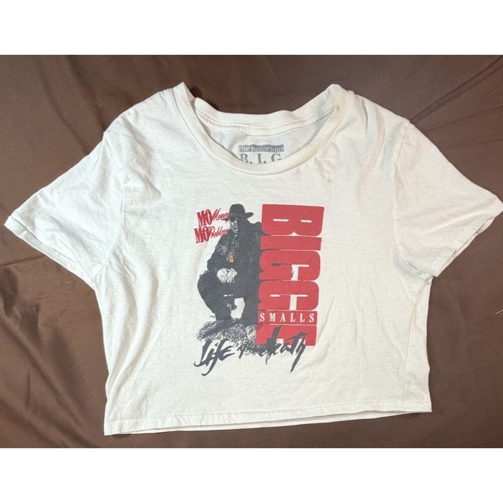 The Notorious B.I.G. Shirt Women's Large Mint Green Long Sleeve Cropped